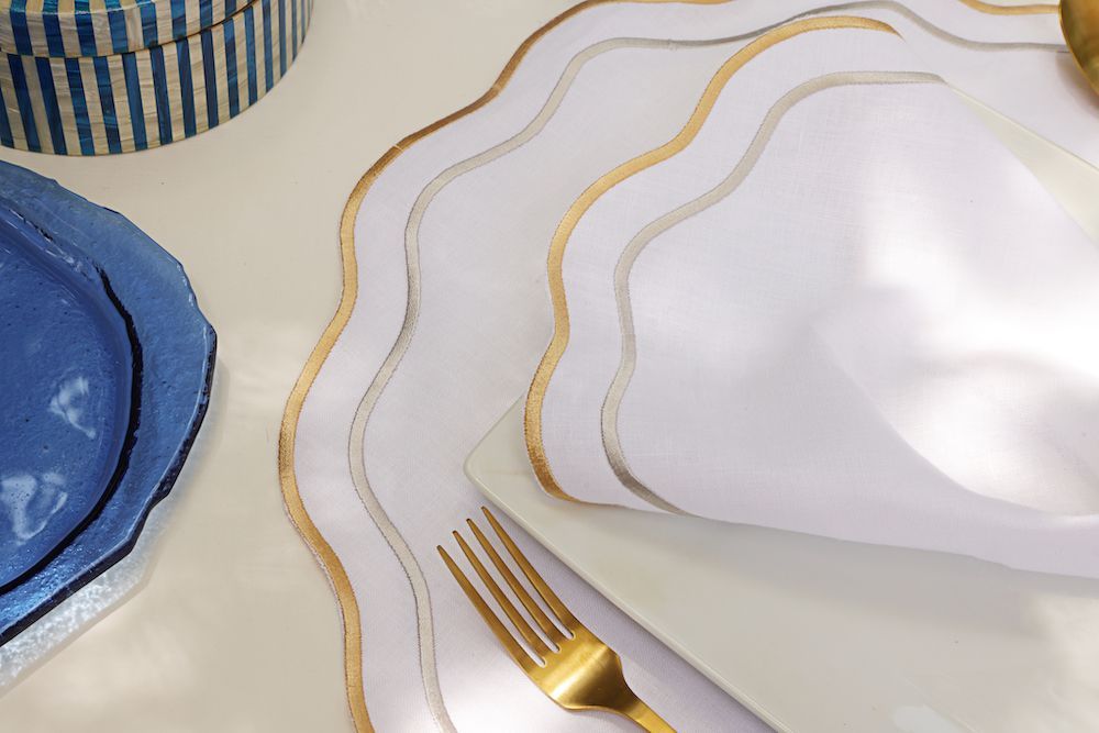 Placemats - Set of 2 Round Contour placemats in silver and gold - HYA CONCEPT STORE