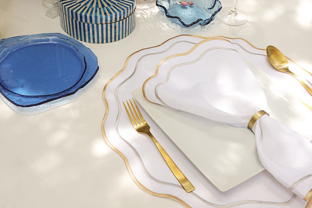 Placemats - Set of 2 Round Contour placemats in silver and gold - HYA CONCEPT STORE