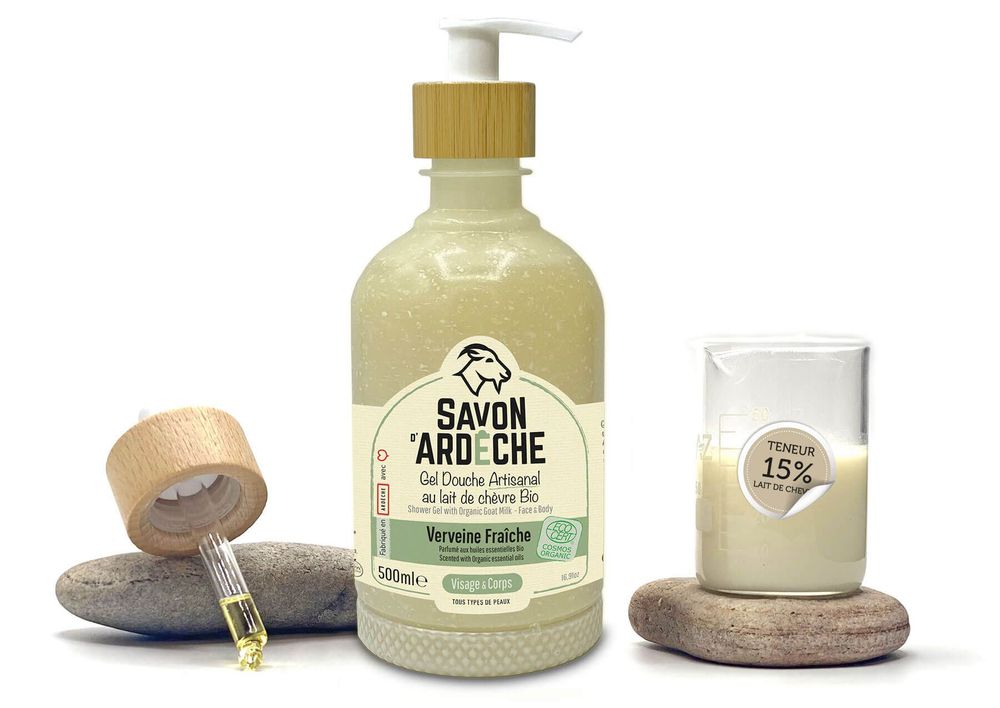 Savons - Gel Douche Artisanal au Lait de Chèvre – Verveine Fraîche - SAVON D'ARDECHE