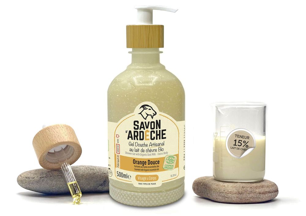 Savons - Gel Douche Artisanal au Lait de Chèvre – Orange Douce - SAVON D'ARDECHE