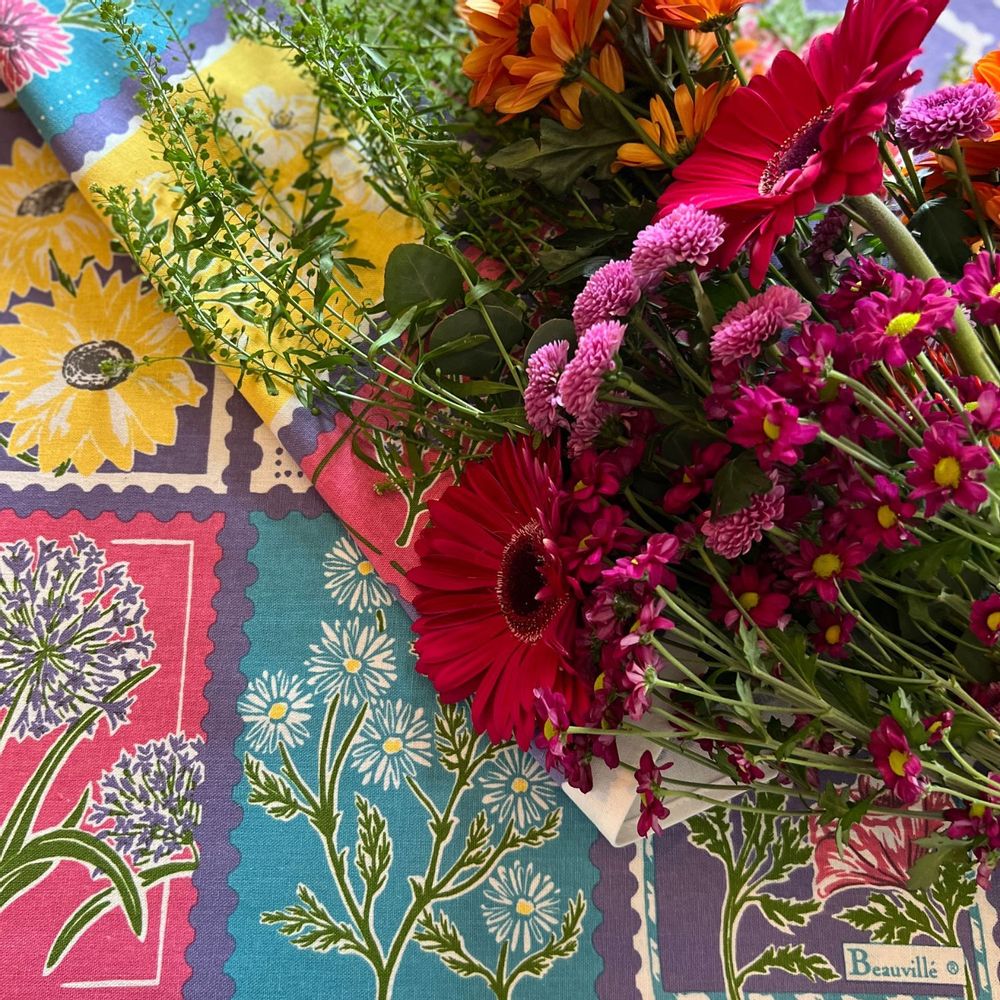 Linge d'office - Torchon Timbres en fleurs - BEAUVILLÉ