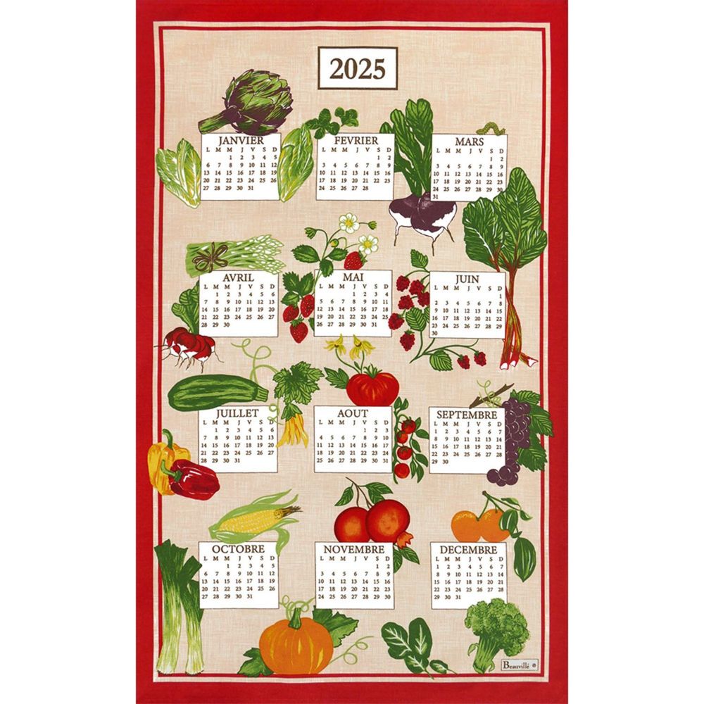 Linge d'office - Torchon Calendrier Mon potager 2025 - BEAUVILLÉ