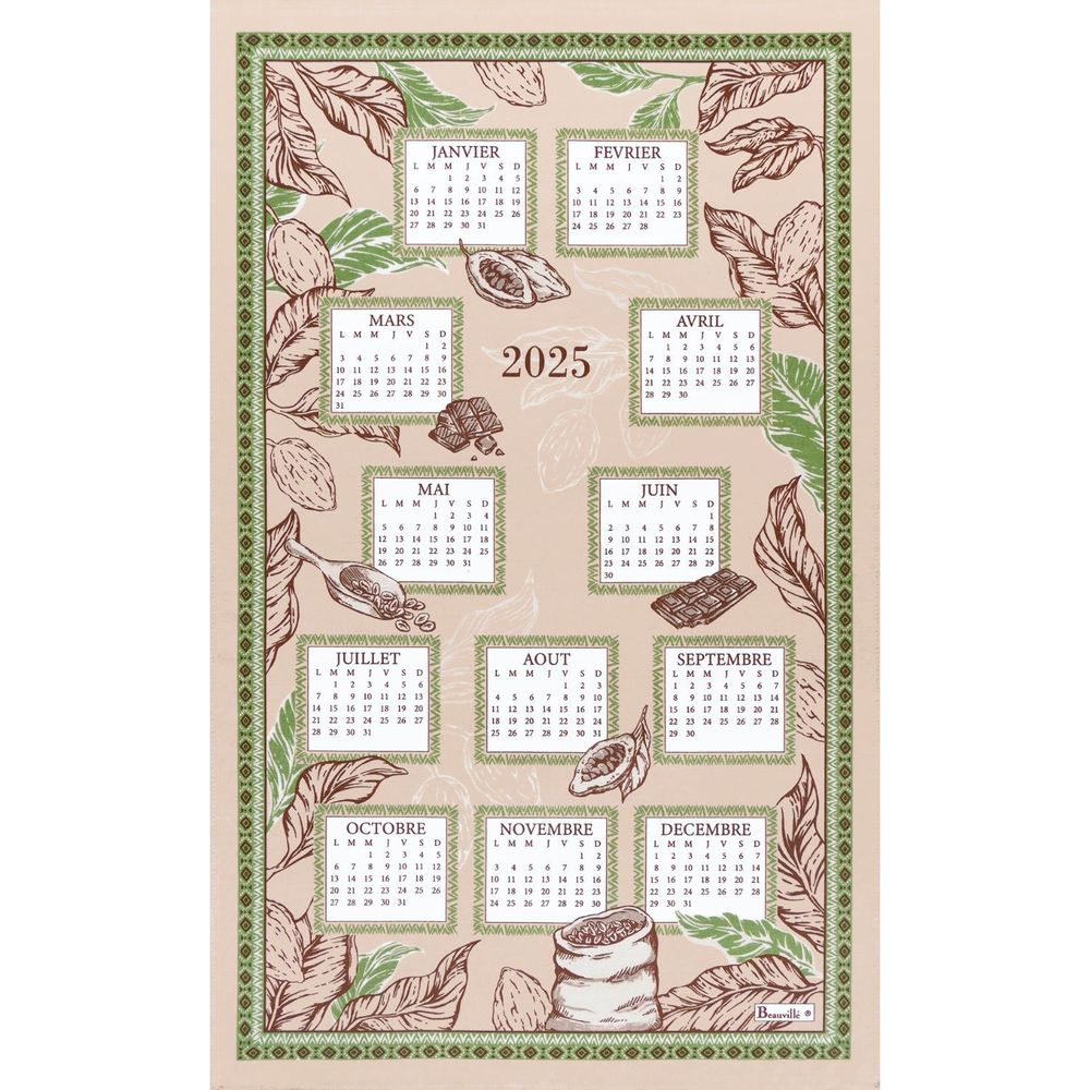 Table linen - Chocolate 2025 Calendar Tea Towel - BEAUVILLÉ
