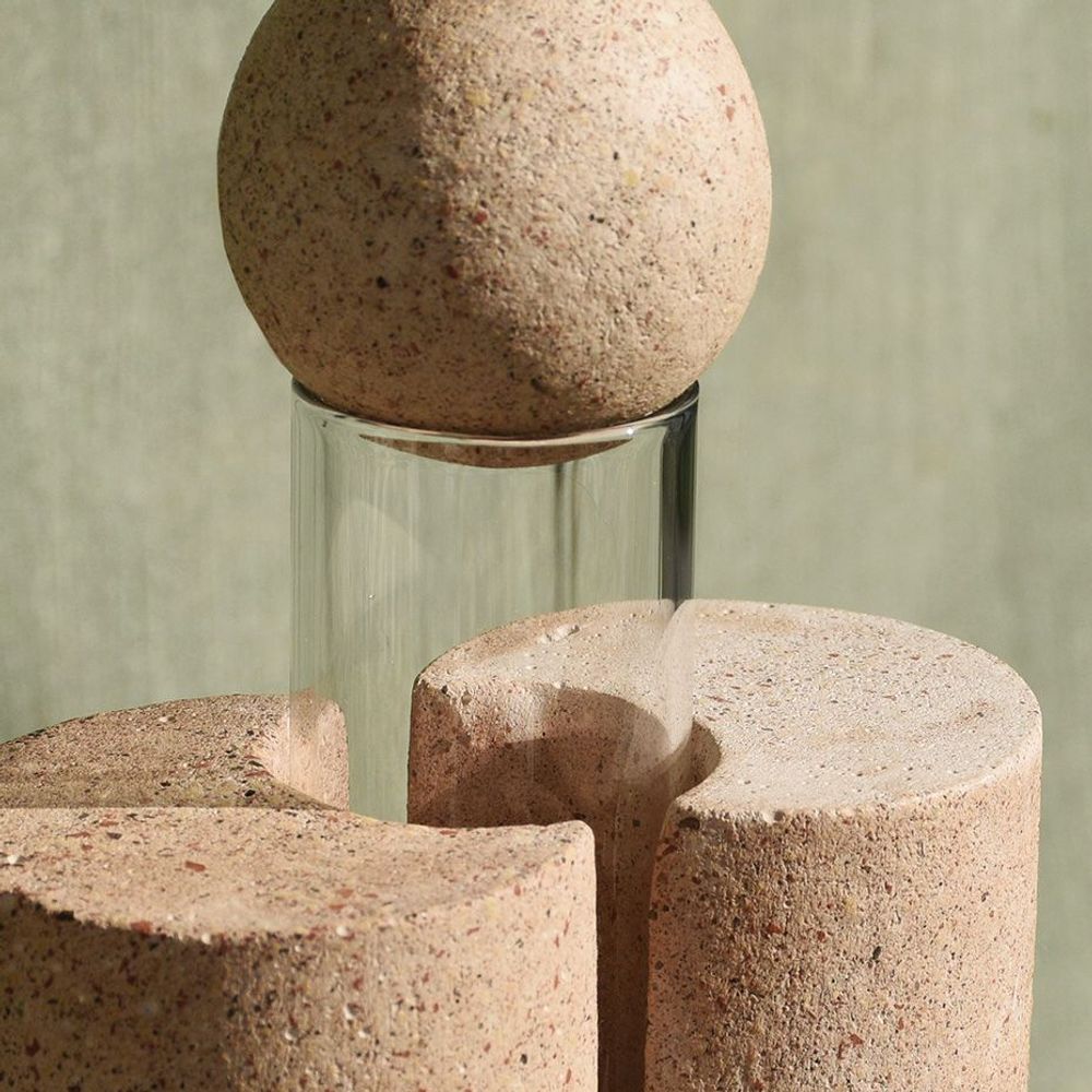 Vases - Moderate brown stone vase with clear glass,for flowers, PAPILIO MAGNO - COKI