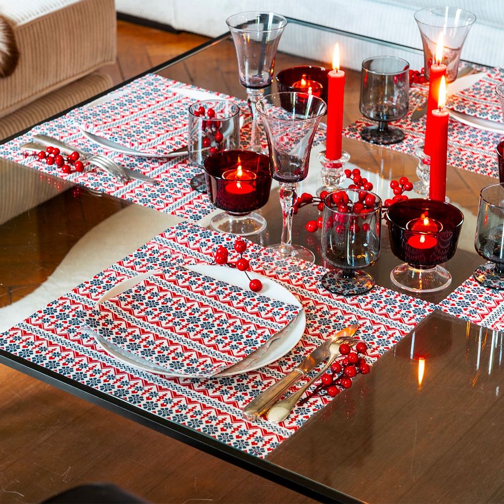 Napkins - Blue Jacquard - FRANÇOISE PAVIOT