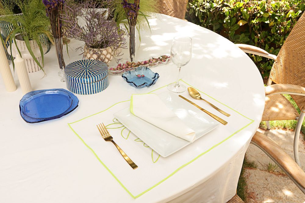 Placemats - Washable Curved Neon Olive Placemat set of 2 - HYA CONCEPT STORE