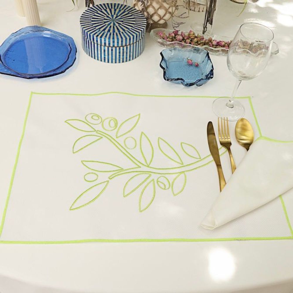 Placemats - Washable Curved Neon Olive Placemat set of 2 - HYA CONCEPT STORE