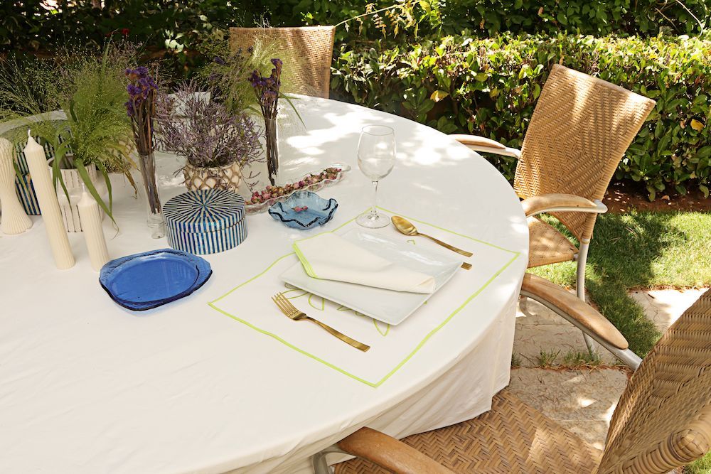 Placemats - Washable Curved Neon Olive Placemat set of 2 - HYA CONCEPT STORE