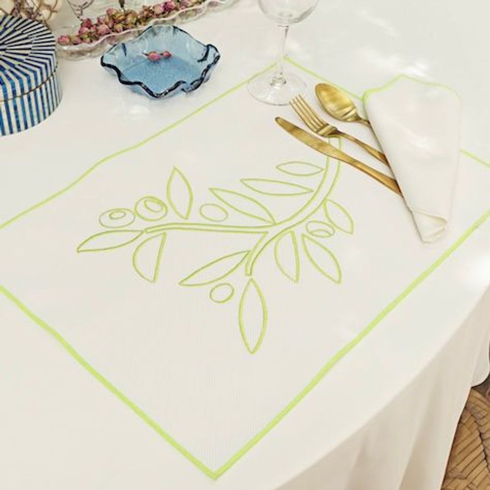 Placemats - Washable Curved Neon Olive Placemat set of 2 - HYA CONCEPT STORE