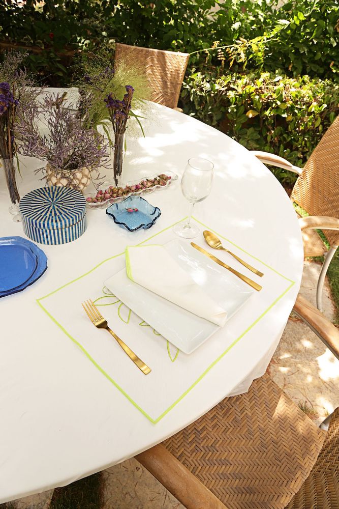 Placemats - Washable Curved Neon Olive Placemat set of 2 - HYA CONCEPT STORE