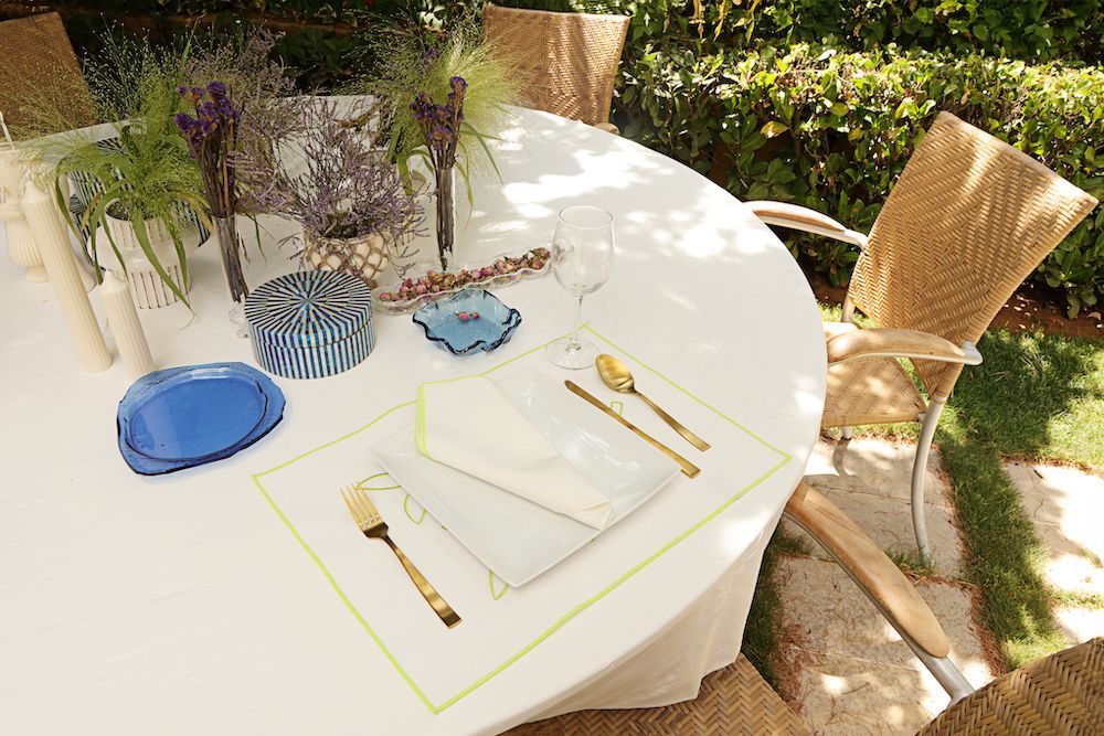 Placemats - Washable Curved Neon Olive Placemat set of 2 - HYA CONCEPT STORE