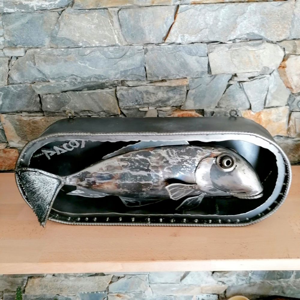 Pièces uniques - sculpture métal boite de sardine - PACOM-CONCEPT