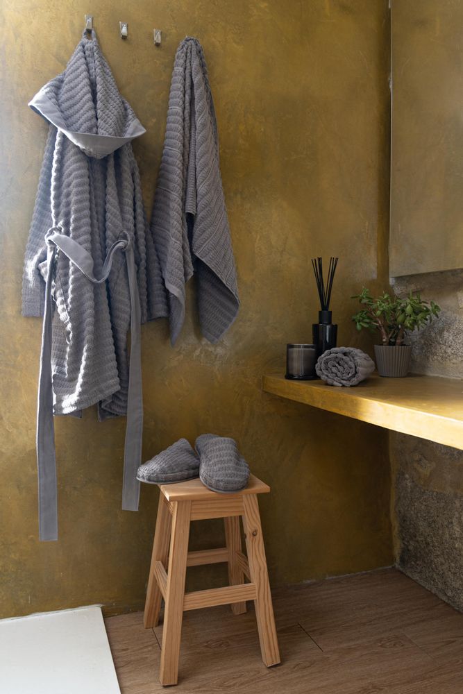 Peignoirs - Peignoir en coton biologique. Beige|Gris|Gris foncé - SOWL