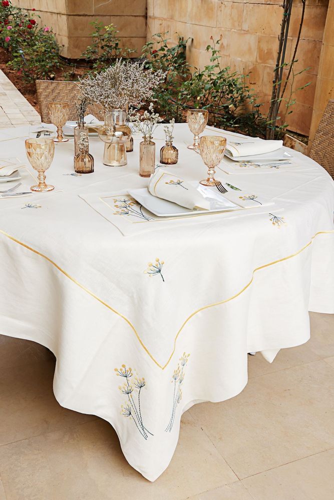 Napkins - Yellow Dot Flower Napkin set of 2 - HYA CONCEPT STORE
