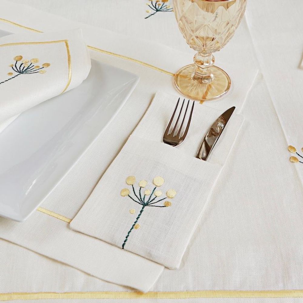 Cutlery set - Set of 2 Yellow Flower Dott cutlery holders - HYA CONCEPT STORE