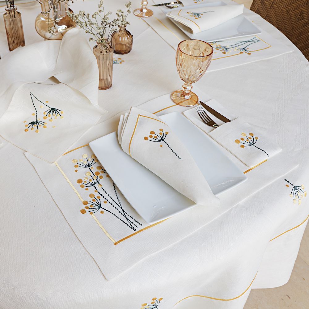 Cutlery set - Set of 2 Yellow Flower Dott cutlery holders - HYA CONCEPT STORE