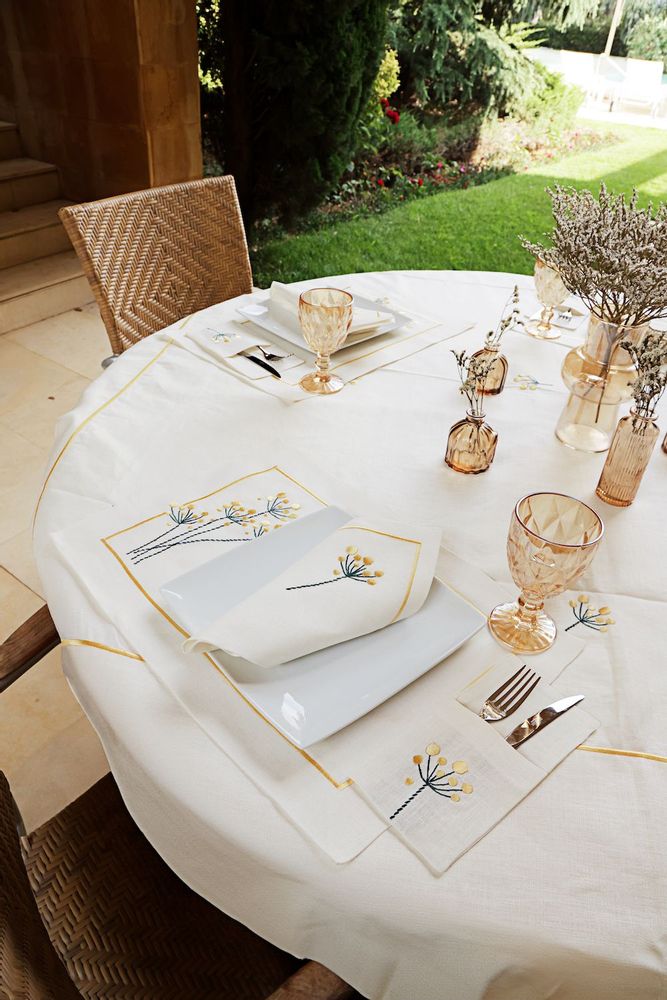 Cutlery set - Set of 2 Yellow Flower Dott cutlery holders - HYA CONCEPT STORE