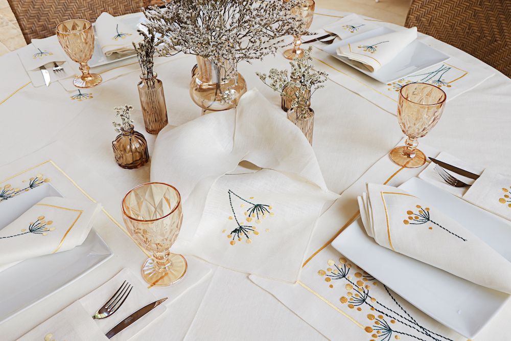 Cutlery set - Set of 2 Yellow Flower Dott cutlery holders - HYA CONCEPT STORE