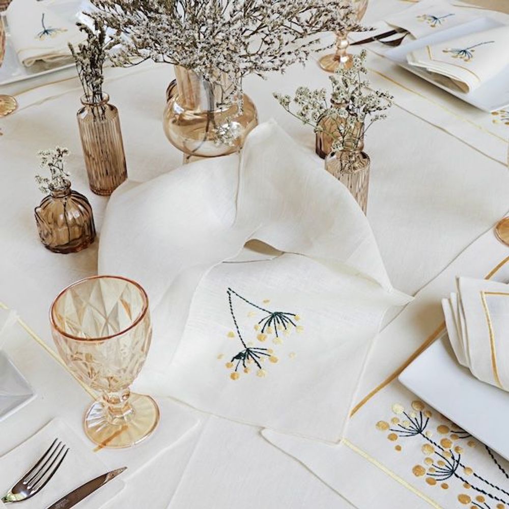 Napkins - Yellow flower embroidery bread cover - HYA CONCEPT STORE