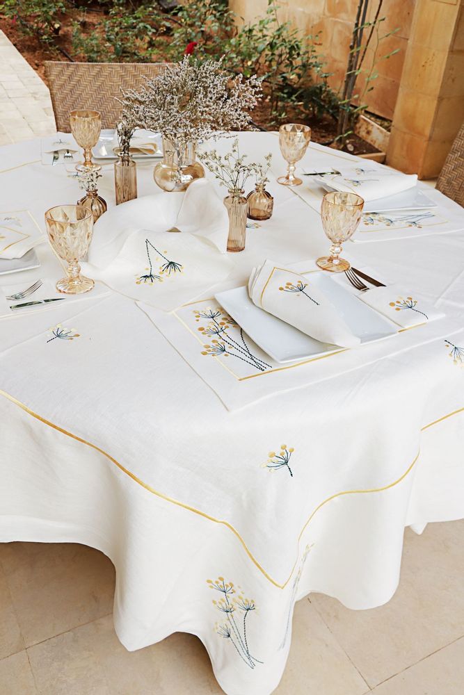 Napkins - Yellow flower embroidery bread cover - HYA CONCEPT STORE