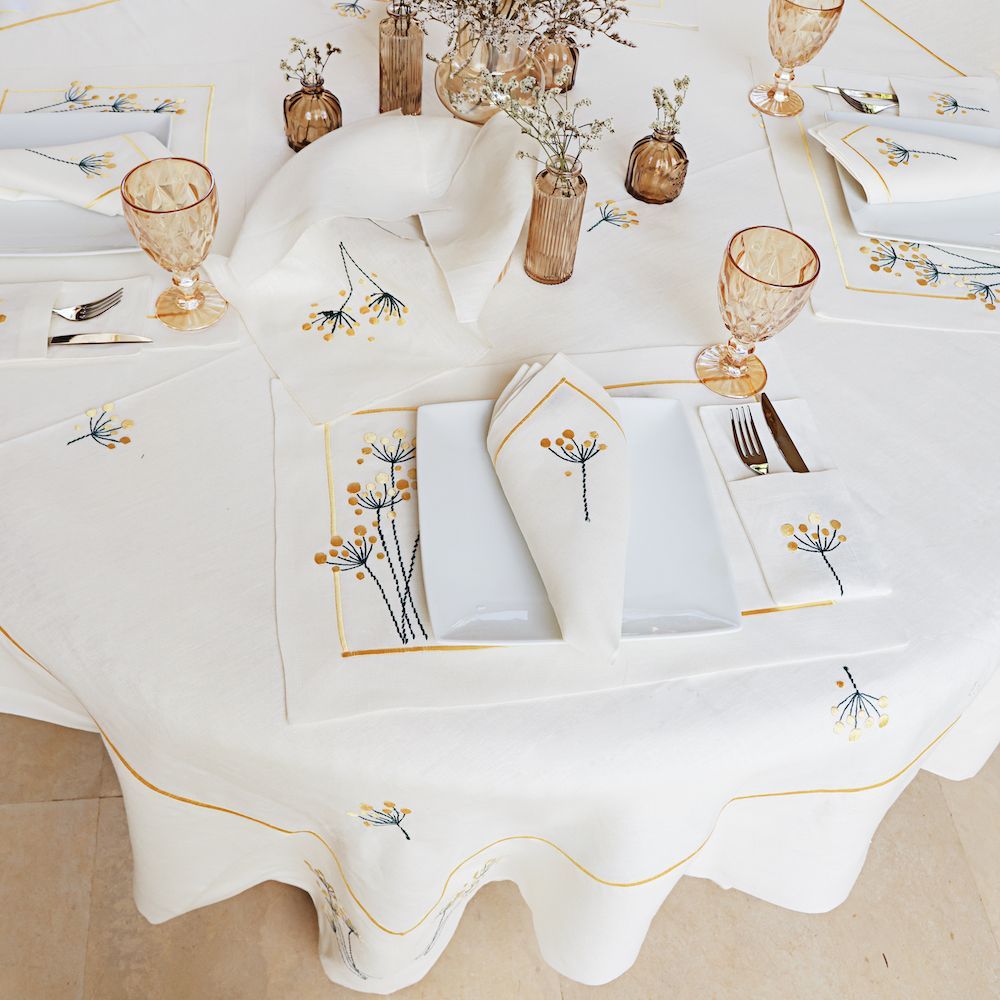 Napkins - Yellow flower embroidery bread cover - HYA CONCEPT STORE
