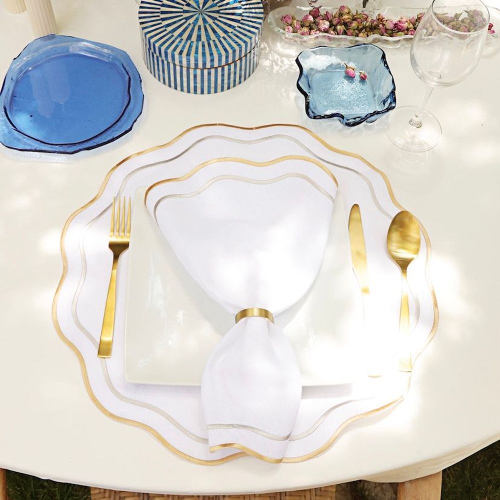 Placemats - Set of 2 Round Contour placemats in silver and gold - HYA CONCEPT STORE