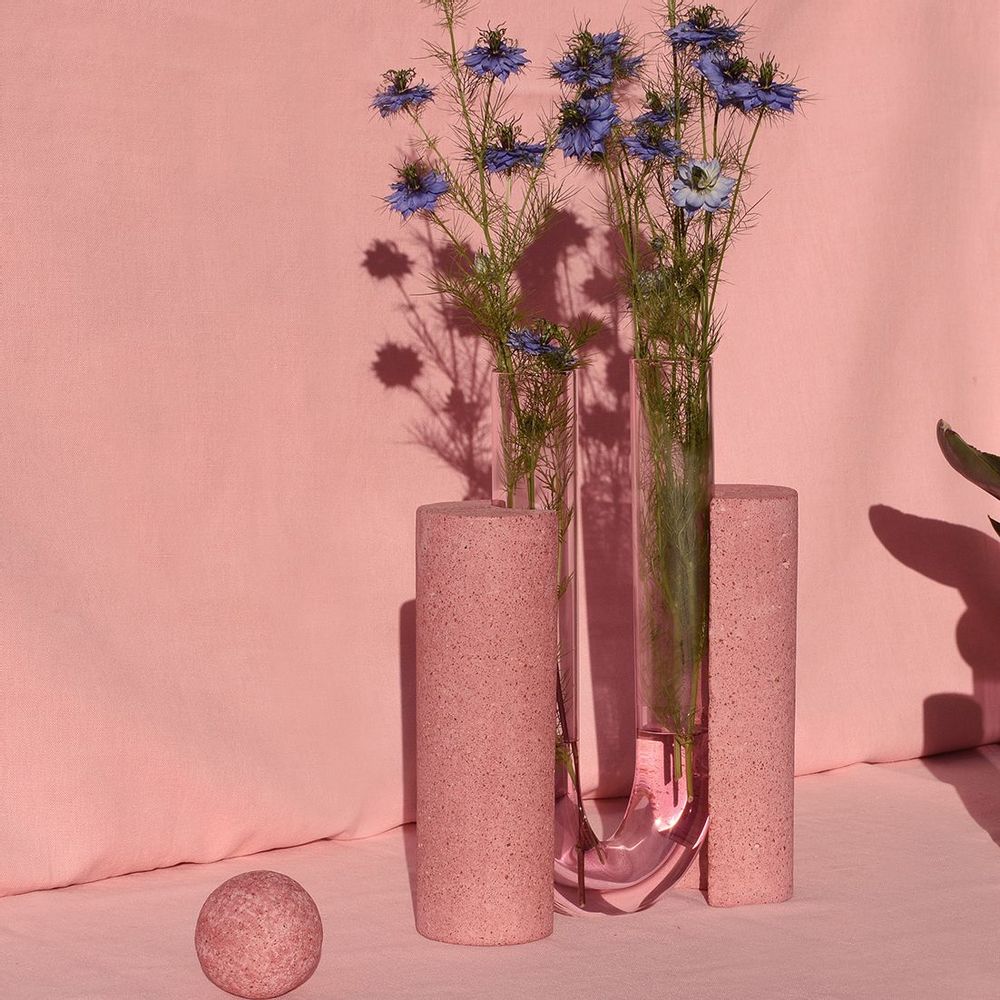 Vases - Vase pour fleurs en verre et pierre_COCHLEA DELLO SVILUPPO - COKI