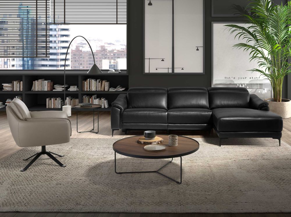 Fauteuils - Fauteuil pivotant en cuir gris foncé - ANGEL CERDÁ