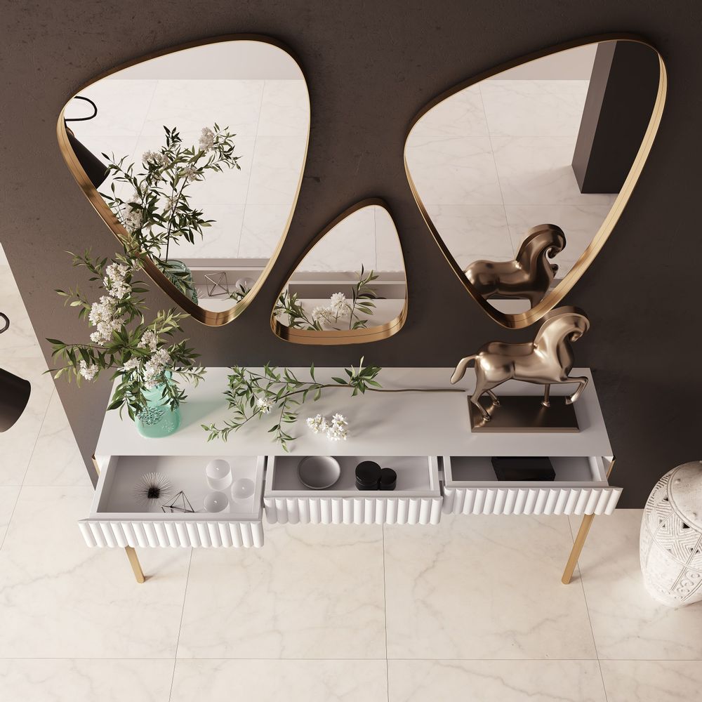 Consoles - Console d'entrée avec tiroirs à ouverture par pression et pieds en mét - FRANCO FURNITURE