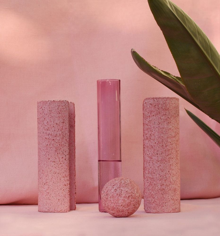 Vases - Vase à fleurs rose en verre et pierre, PAPILIO MINI - COKI
