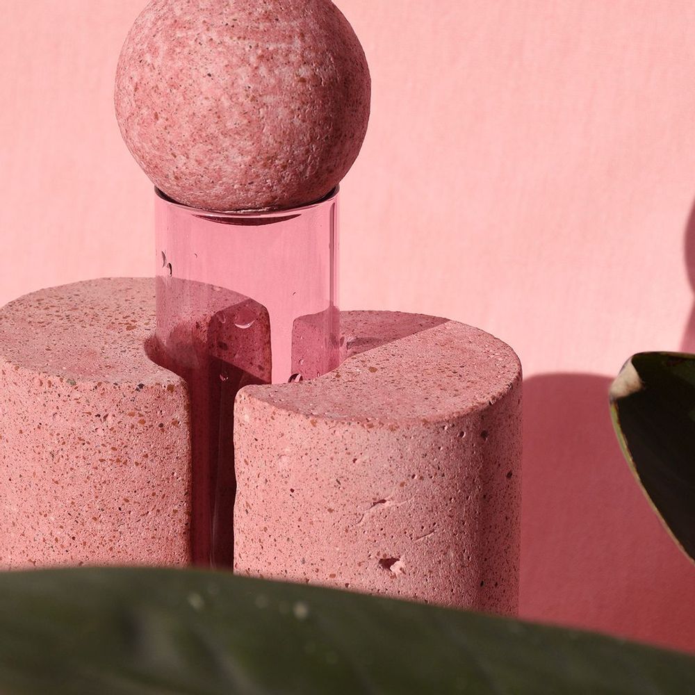 Vases - Vase à fleurs rose en verre et pierre, PAPILIO MINI - COKI