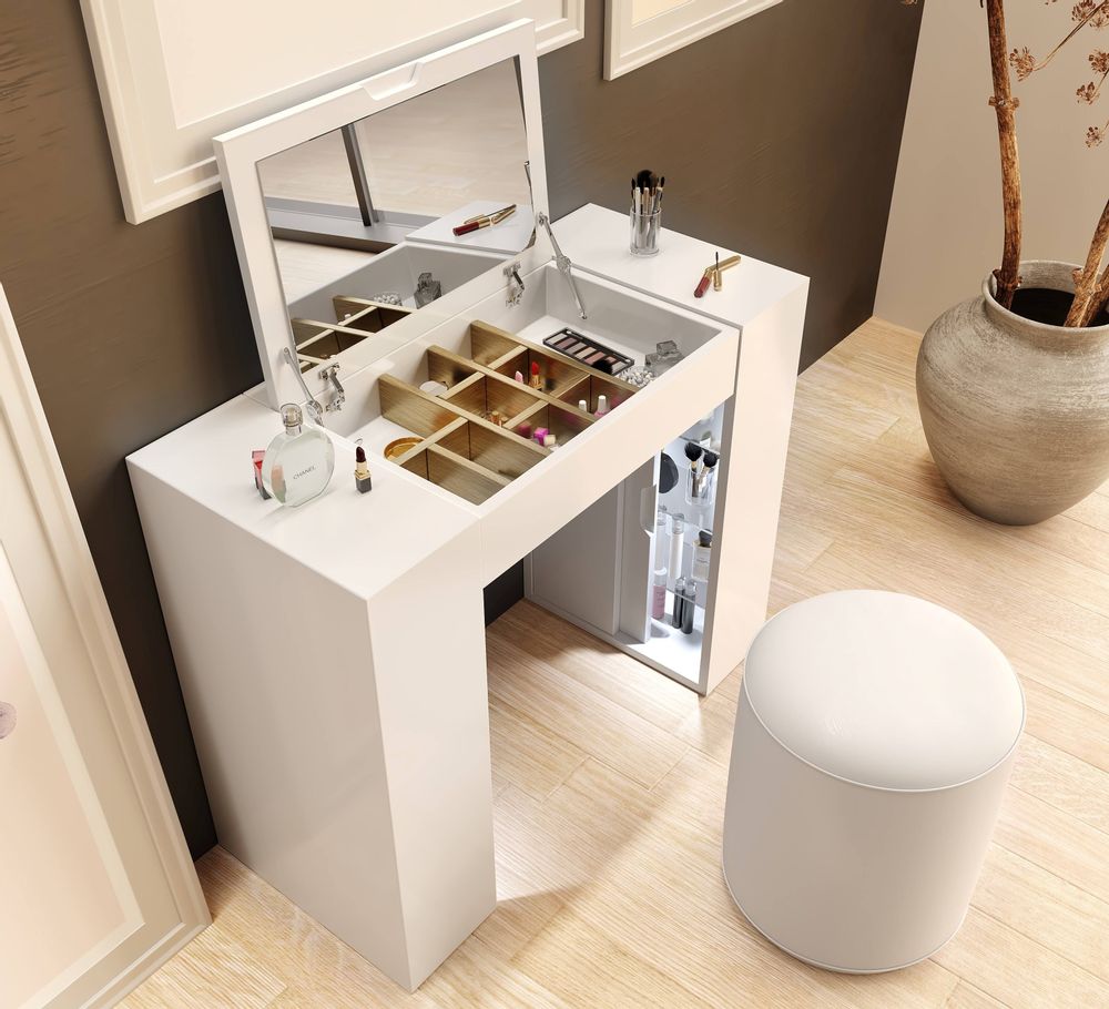 Other tables - Folding lid vanity with built-in mirror and delayed closing. - FRANCO FURNITURE