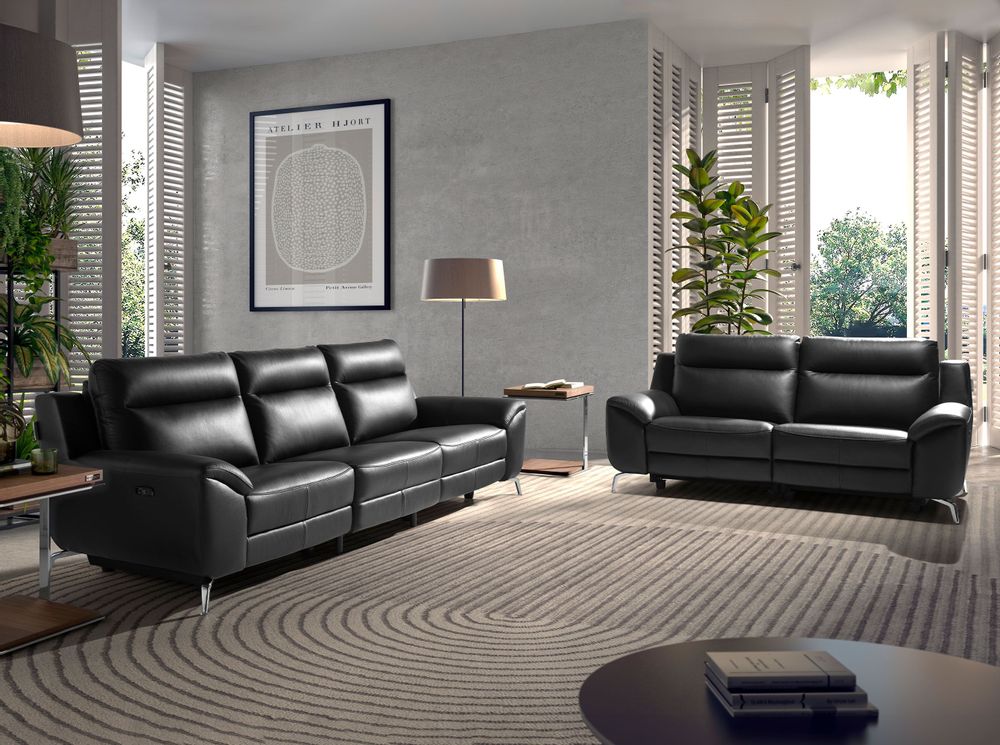 Sofas - 3 seater leather relax sofa black - ANGEL CERDÁ