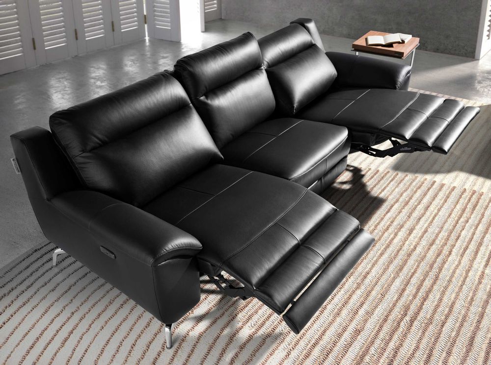 Sofas - 3 seater leather relax sofa black - ANGEL CERDÁ