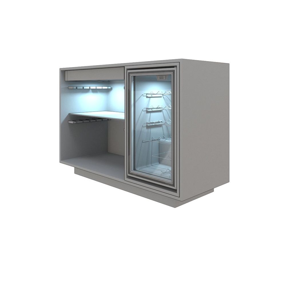 Buffets - Armoire à vin en MDF laqué avec capacité intégrée de 32 bouteilles - FRANCO FURNITURE