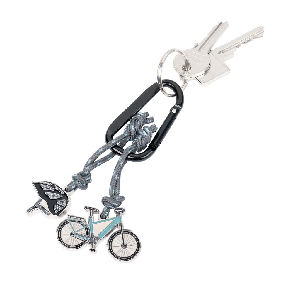Cadeaux - Porte-clés avec mousqueton, 2 pendentifs: bicycle, helmet - TROIKA GERMANY