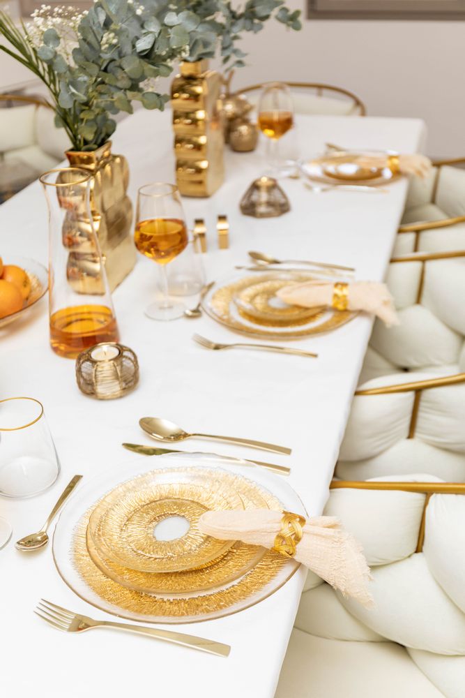 Everyday plates - GOLDEN GLASS DINNER PLATE 28X28X2.5CM - SUN - AULICA PROM ORF DIFFUSION