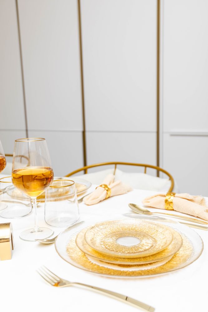 Everyday plates - GOLDEN GLASS DINNER PLATE 28X28X2.5CM - SUN - AULICA PROM ORF DIFFUSION