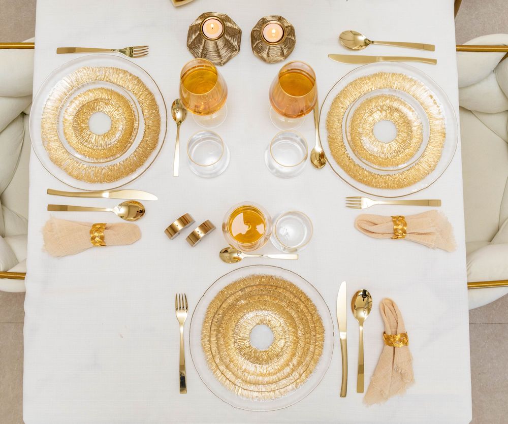Everyday plates - GOLDEN GLASS DINNER PLATE 28X28X2.5CM - SUN - AULICA PROM ORF DIFFUSION