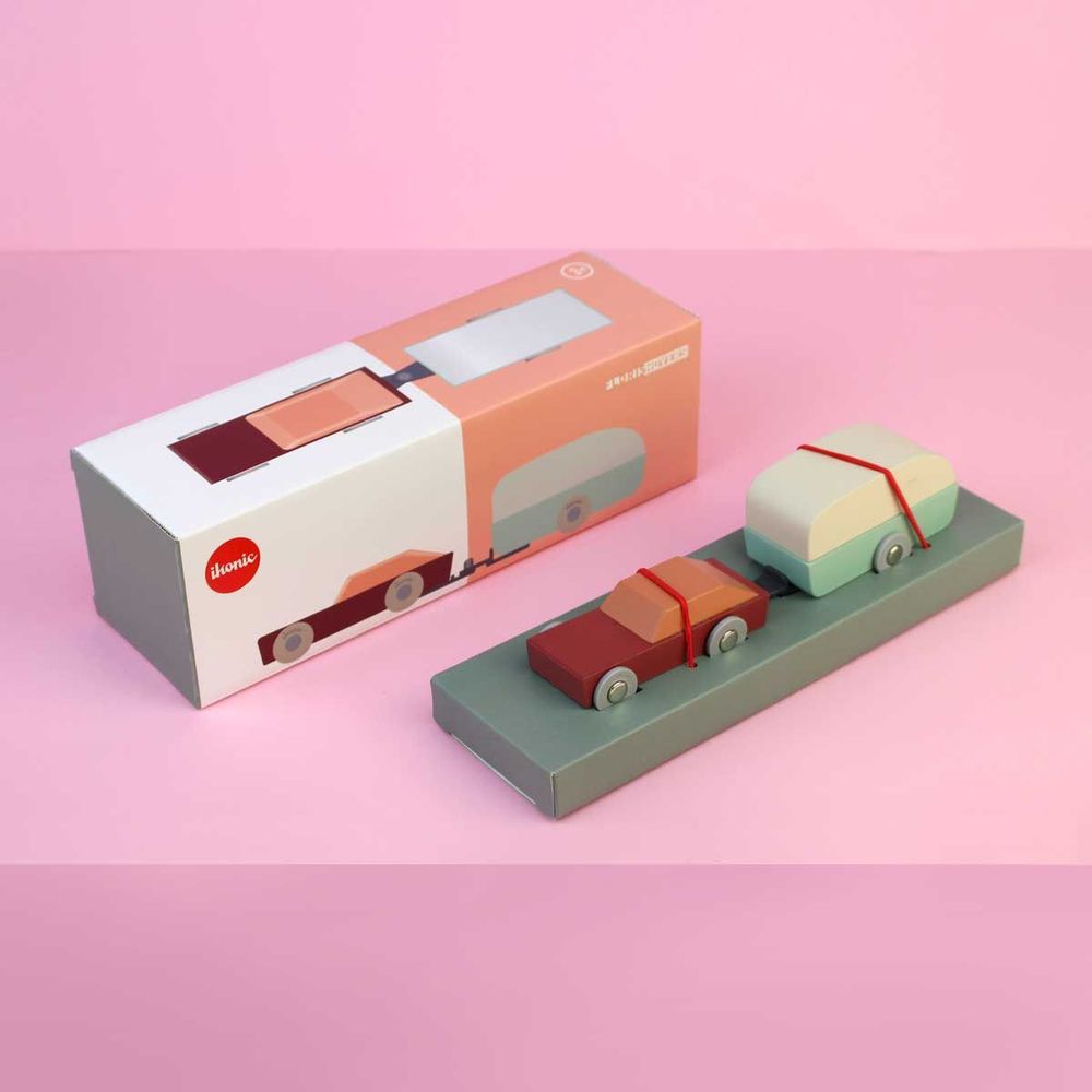 Decorative objects - Floris Hovers Duotone Car #8, Car with Caravan - IKONIC