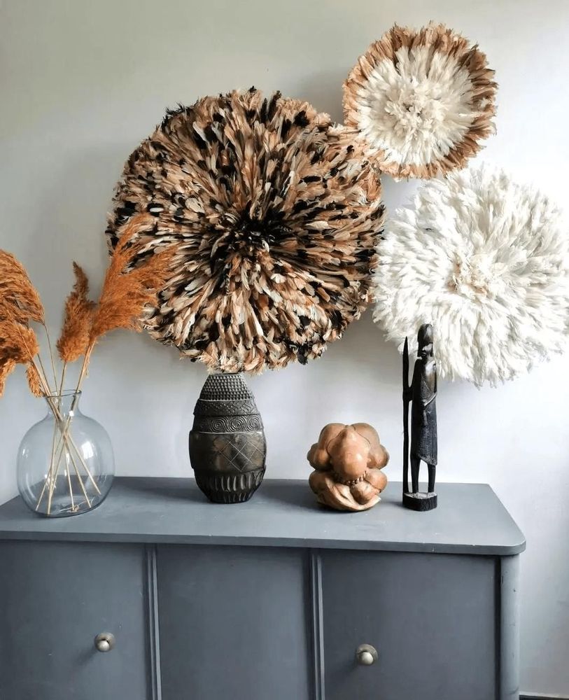 Unique pieces - Brown & Black Cameroonian Juju hat - "Bamendjou” - LA CASE DE NOUDET