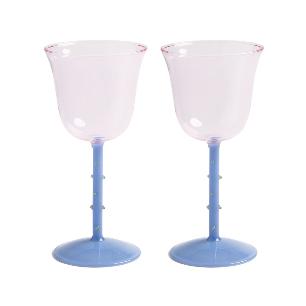 Verres - Lot de 2 verres à vin à pois rose/jaune/violet - &KLEVERING