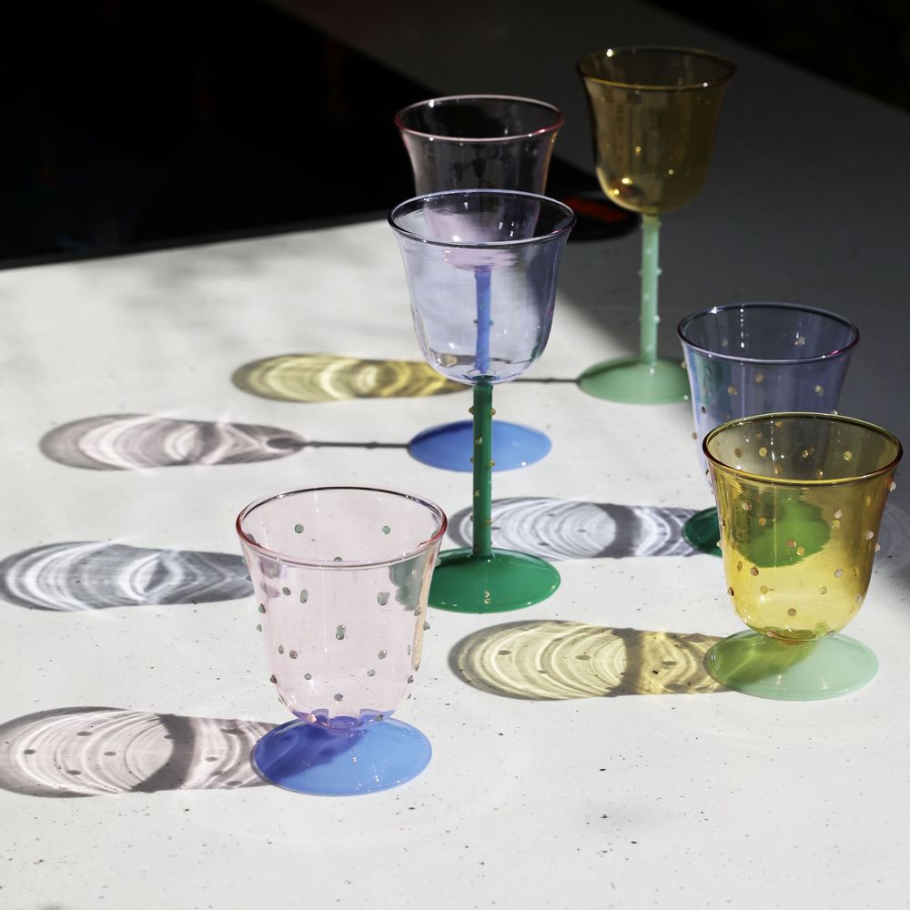 Verres - Lot de 2 verres à eau à pois rose/jaune/violet - &KLEVERING