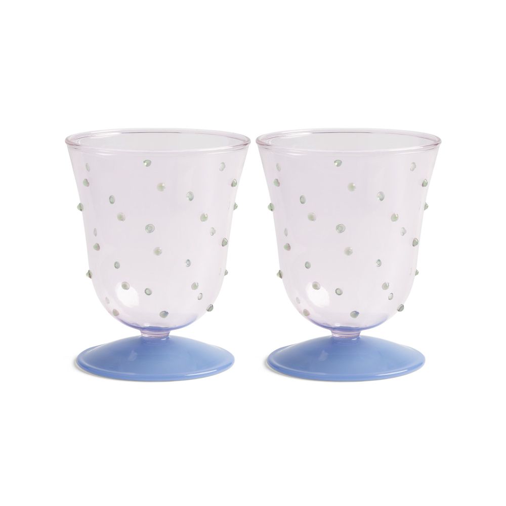 Verres - Lot de 2 verres à eau à pois rose/jaune/violet - &KLEVERING