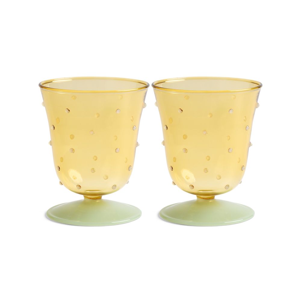 Verres - Lot de 2 verres à eau à pois rose/jaune/violet - &KLEVERING