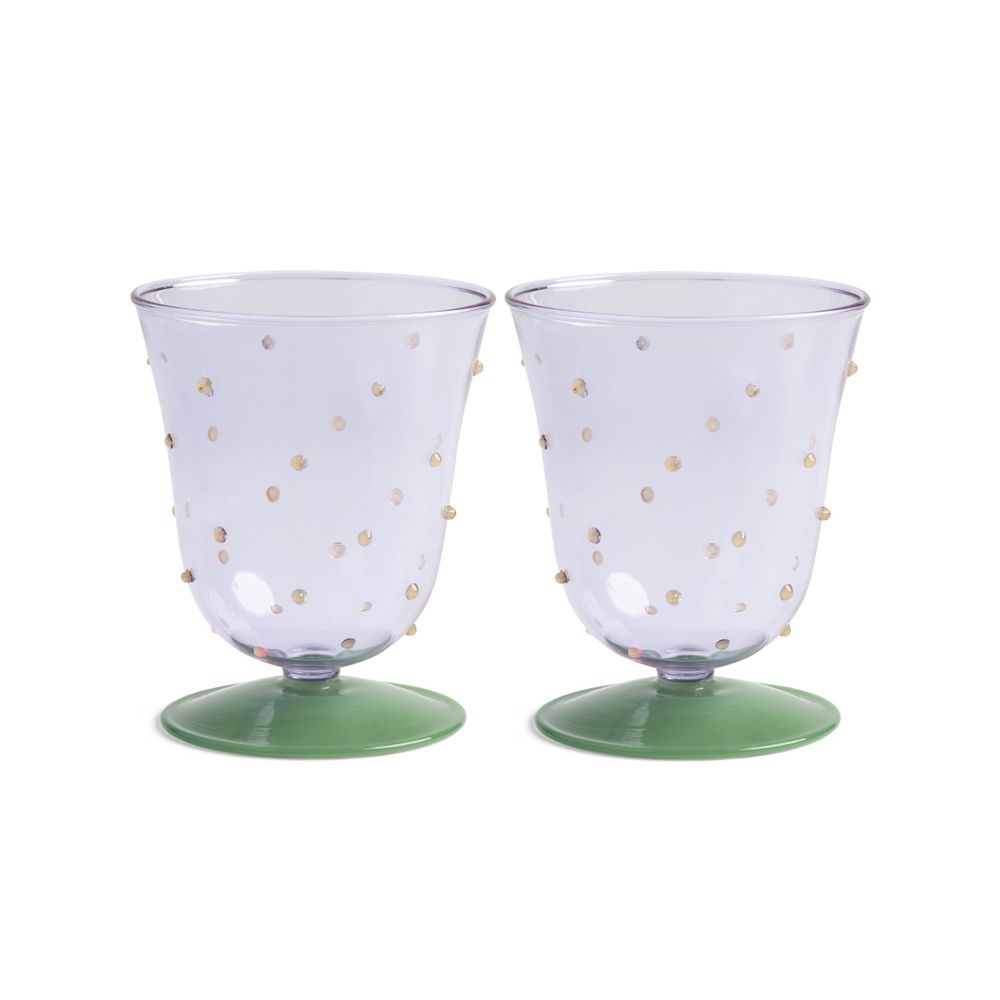 Verres - Lot de 2 verres à eau à pois rose/jaune/violet - &KLEVERING