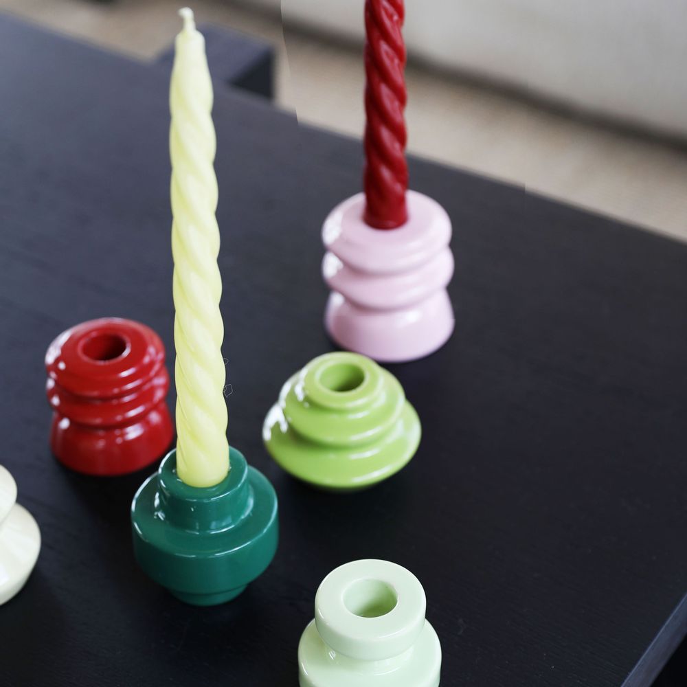 Decorative objects - Candle bravo greens/reds set of 3 - &KLEVERING