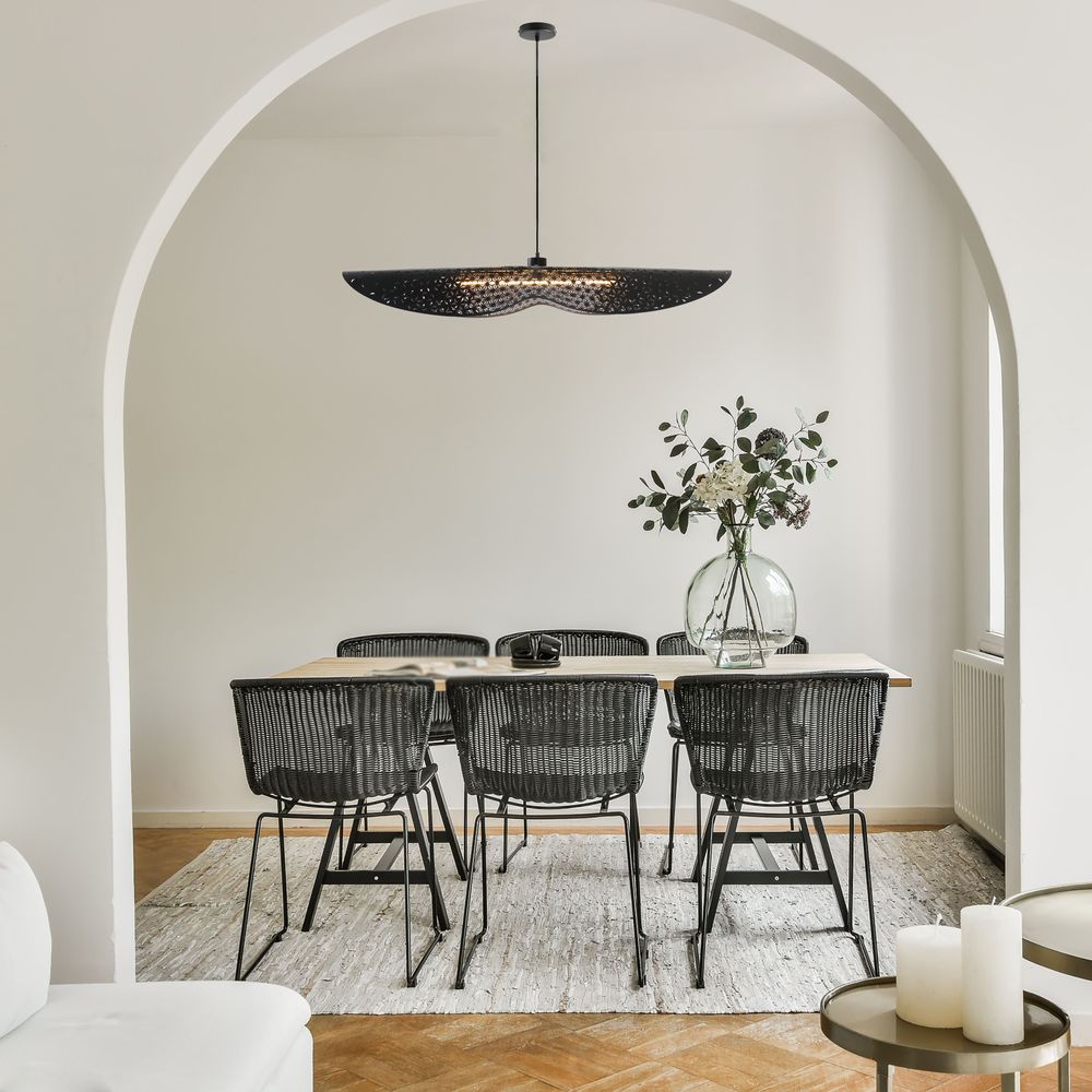 Hanging lights - SUSPENSION ENVOLE MOI recycled leather Length 105cm - RIF LUMINAIRES