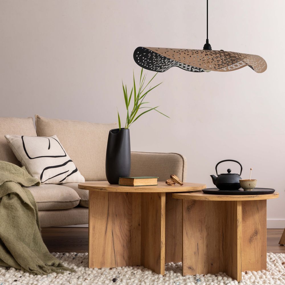 Hanging lights - SUSPENSION ENVOLE MOI recycled leather Length 105cm - RIF LUMINAIRES