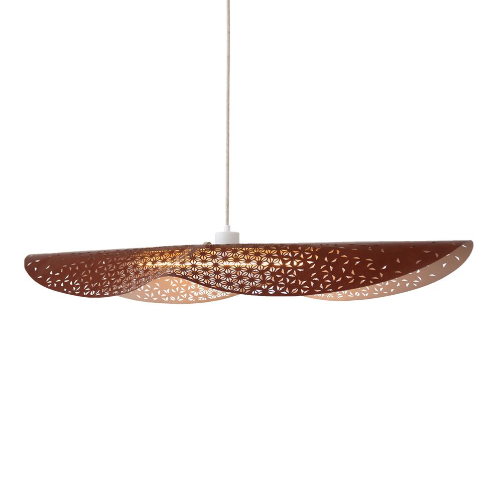 Hanging lights - SUSPENSION ENVOLE MOI recycled leather Length 105cm - RIF LUMINAIRES